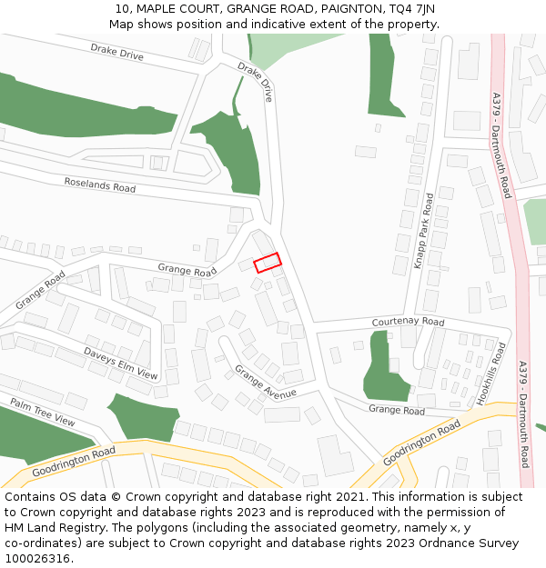 10, MAPLE COURT, GRANGE ROAD, PAIGNTON, TQ4 7JN: Location map and indicative extent of plot
