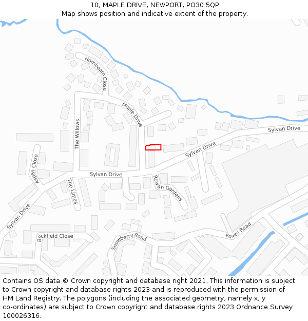 10, MAPLE DRIVE, NEWPORT, PO30 5QP: Location map and indicative extent of plot