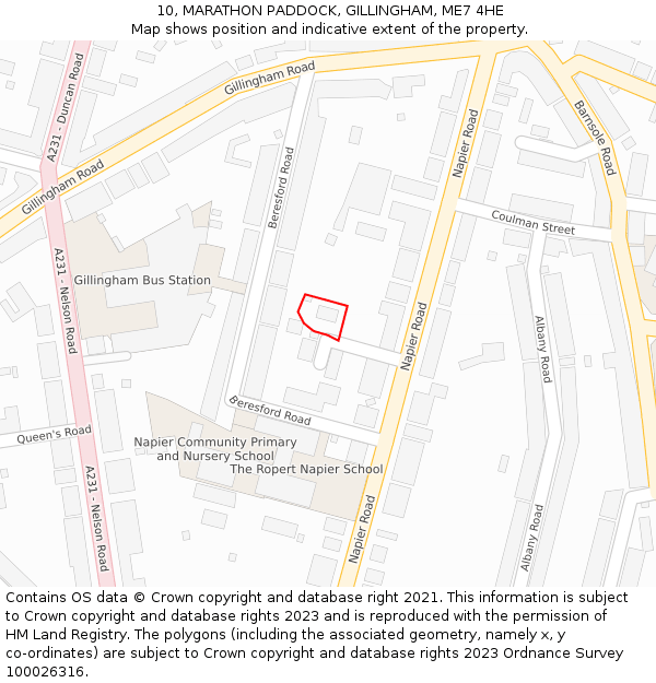 10, MARATHON PADDOCK, GILLINGHAM, ME7 4HE: Location map and indicative extent of plot