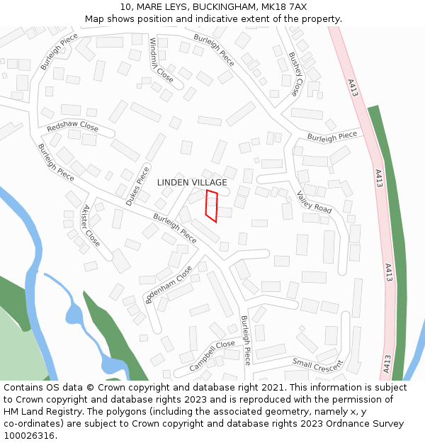 10, MARE LEYS, BUCKINGHAM, MK18 7AX: Location map and indicative extent of plot