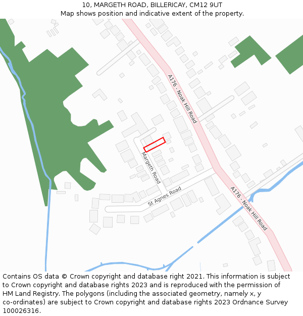 10, MARGETH ROAD, BILLERICAY, CM12 9UT: Location map and indicative extent of plot