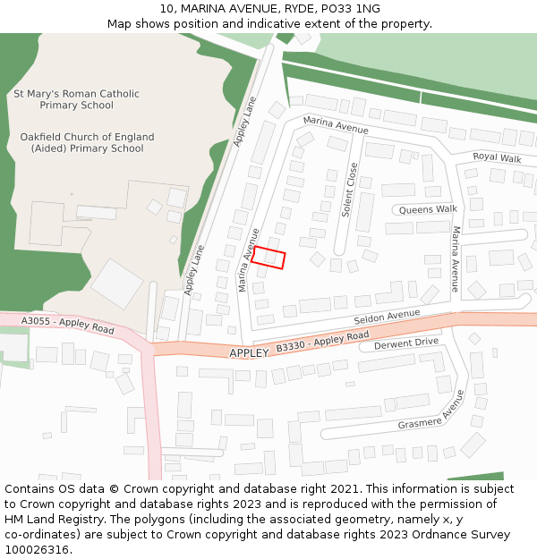 10, MARINA AVENUE, RYDE, PO33 1NG: Location map and indicative extent of plot