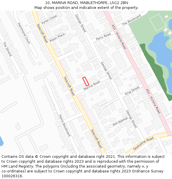 10, MARINA ROAD, MABLETHORPE, LN12 2BN: Location map and indicative extent of plot