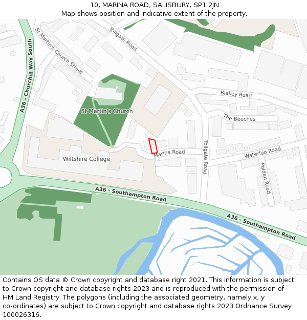 10, MARINA ROAD, SALISBURY, SP1 2JN: Location map and indicative extent of plot