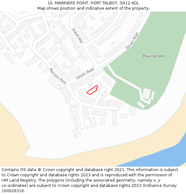 10, MARINERS POINT, PORT TALBOT, SA12 6DL: Location map and indicative extent of plot