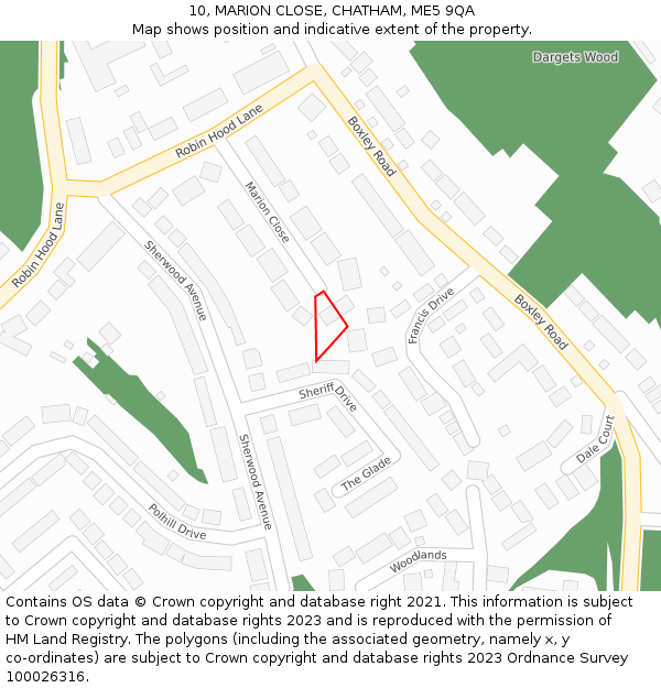 10, MARION CLOSE, CHATHAM, ME5 9QA: Location map and indicative extent of plot