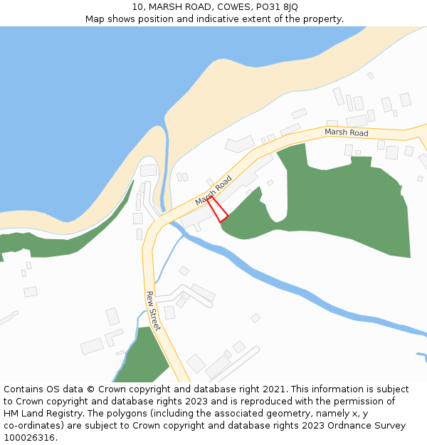 10, MARSH ROAD, COWES, PO31 8JQ: Location map and indicative extent of plot