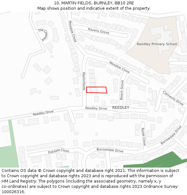 10, MARTIN FIELDS, BURNLEY, BB10 2RE: Location map and indicative extent of plot