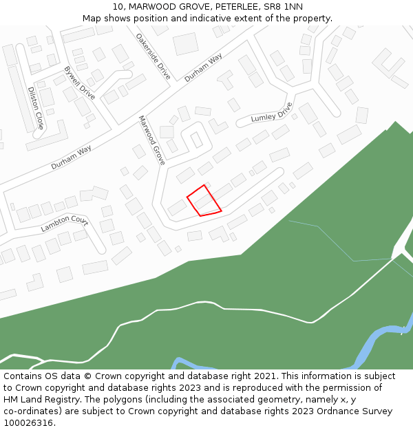 10, MARWOOD GROVE, PETERLEE, SR8 1NN: Location map and indicative extent of plot