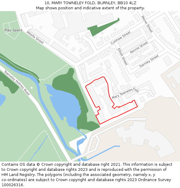 10, MARY TOWNELEY FOLD, BURNLEY, BB10 4LZ: Location map and indicative extent of plot