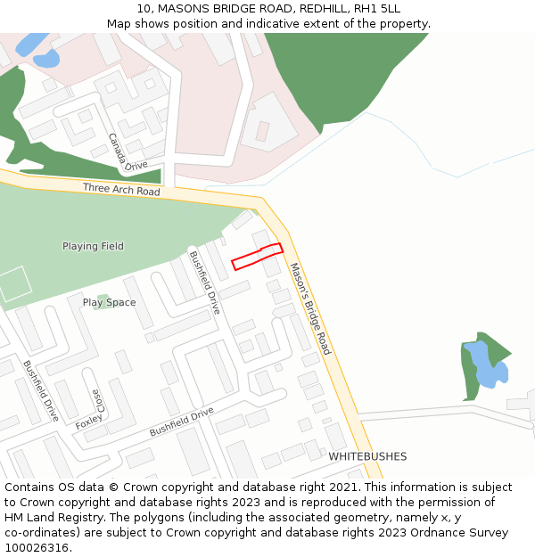 10, MASONS BRIDGE ROAD, REDHILL, RH1 5LL: Location map and indicative extent of plot