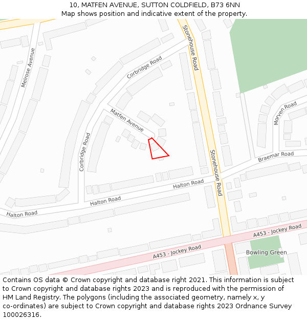 10, MATFEN AVENUE, SUTTON COLDFIELD, B73 6NN: Location map and indicative extent of plot