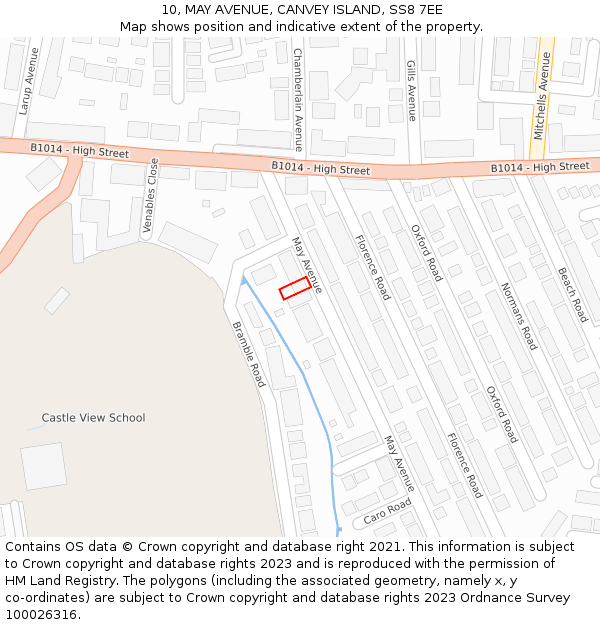 10, MAY AVENUE, CANVEY ISLAND, SS8 7EE: Location map and indicative extent of plot