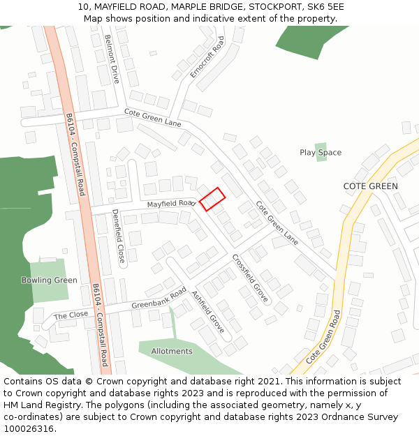 10, MAYFIELD ROAD, MARPLE BRIDGE, STOCKPORT, SK6 5EE: Location map and indicative extent of plot