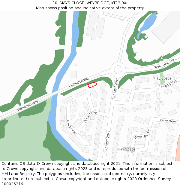 10, MAYS CLOSE, WEYBRIDGE, KT13 0XL: Location map and indicative extent of plot