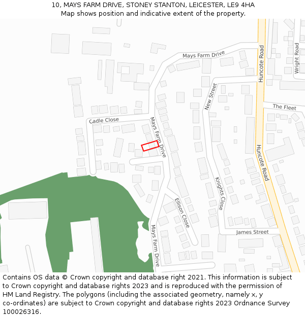 10, MAYS FARM DRIVE, STONEY STANTON, LEICESTER, LE9 4HA: Location map and indicative extent of plot