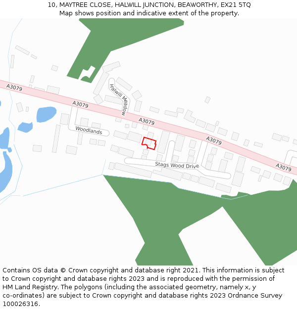 10, MAYTREE CLOSE, HALWILL JUNCTION, BEAWORTHY, EX21 5TQ: Location map and indicative extent of plot