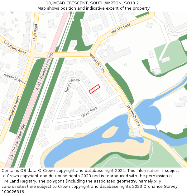 10, MEAD CRESCENT, SOUTHAMPTON, SO18 2JL: Location map and indicative extent of plot