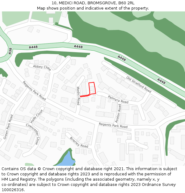 10, MEDICI ROAD, BROMSGROVE, B60 2RL: Location map and indicative extent of plot