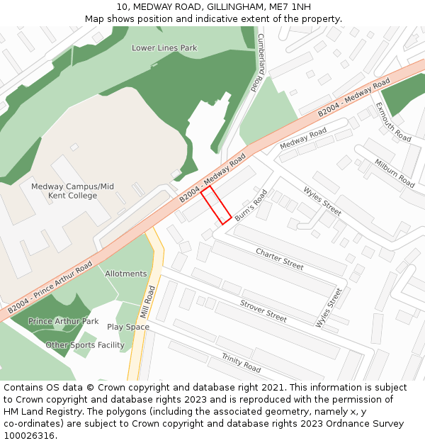 10, MEDWAY ROAD, GILLINGHAM, ME7 1NH: Location map and indicative extent of plot