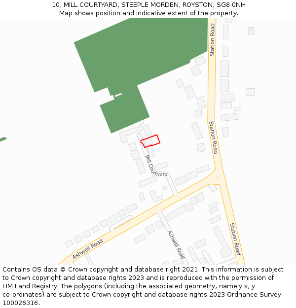 10, MILL COURTYARD, STEEPLE MORDEN, ROYSTON, SG8 0NH: Location map and indicative extent of plot