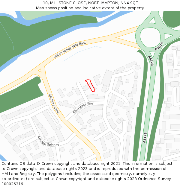 10, MILLSTONE CLOSE, NORTHAMPTON, NN4 9QE: Location map and indicative extent of plot