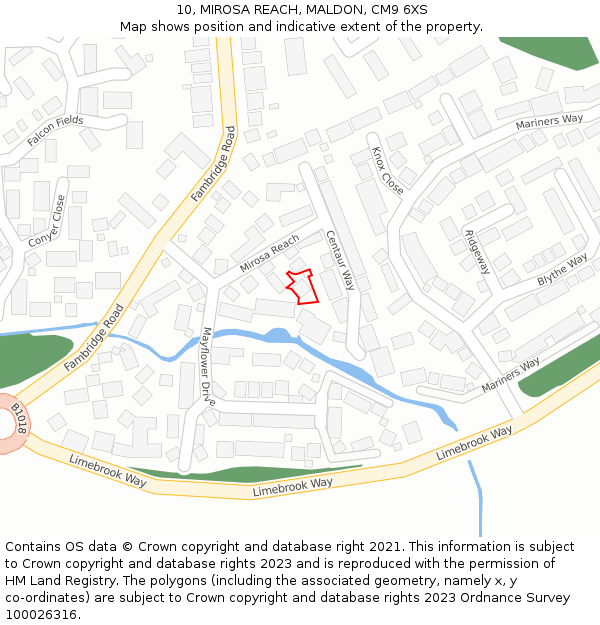 10, MIROSA REACH, MALDON, CM9 6XS: Location map and indicative extent of plot