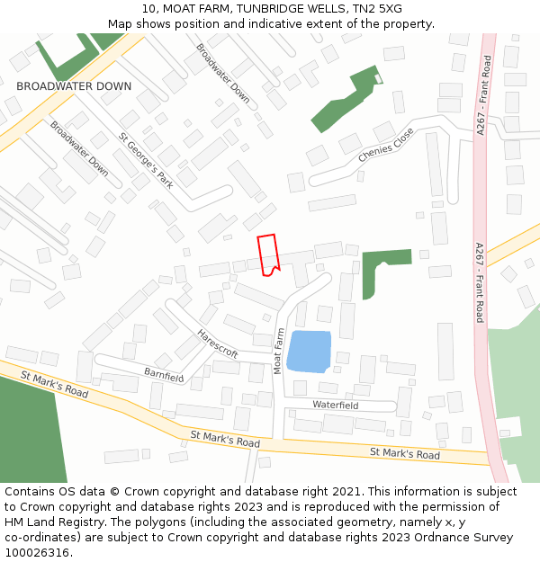 10, MOAT FARM, TUNBRIDGE WELLS, TN2 5XG: Location map and indicative extent of plot