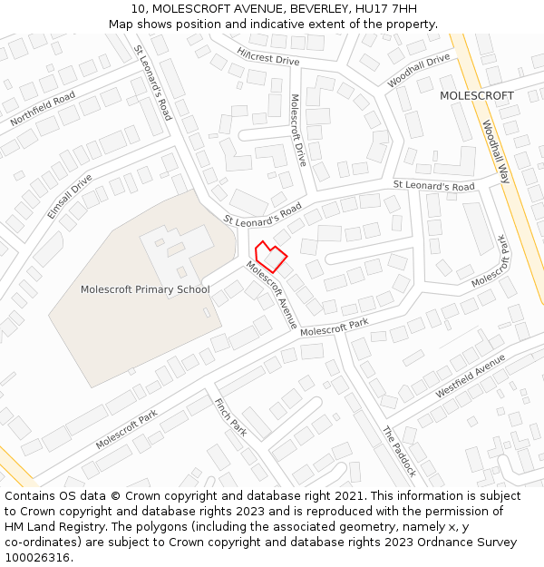 10, MOLESCROFT AVENUE, BEVERLEY, HU17 7HH: Location map and indicative extent of plot