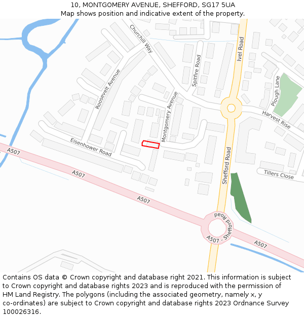 10, MONTGOMERY AVENUE, SHEFFORD, SG17 5UA: Location map and indicative extent of plot