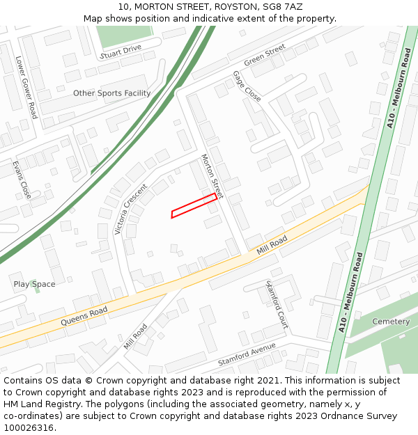 10, MORTON STREET, ROYSTON, SG8 7AZ: Location map and indicative extent of plot