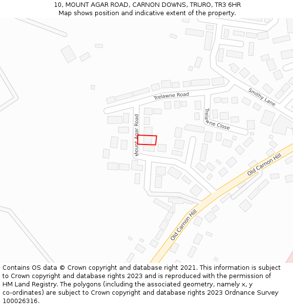 10, MOUNT AGAR ROAD, CARNON DOWNS, TRURO, TR3 6HR: Location map and indicative extent of plot