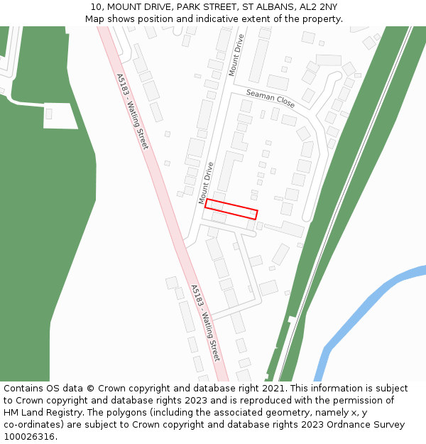 10, MOUNT DRIVE, PARK STREET, ST ALBANS, AL2 2NY: Location map and indicative extent of plot