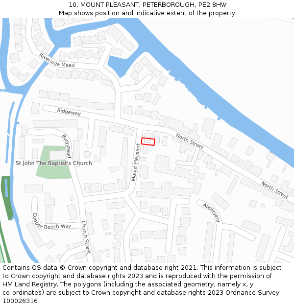 10, MOUNT PLEASANT, PETERBOROUGH, PE2 8HW: Location map and indicative extent of plot