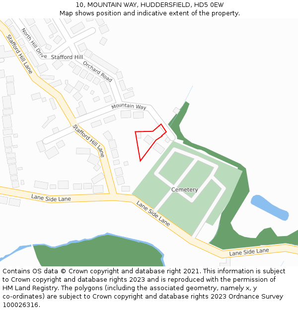 10, MOUNTAIN WAY, HUDDERSFIELD, HD5 0EW: Location map and indicative extent of plot