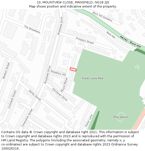 10, MOUNTVIEW CLOSE, MANSFIELD, NG18 2JS: Location map and indicative extent of plot