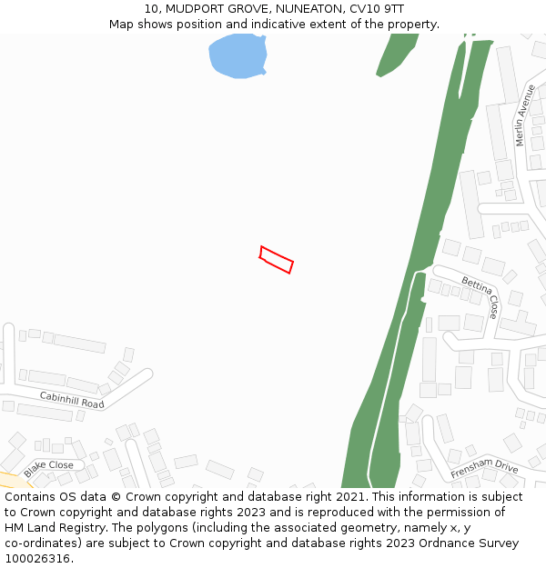 10, MUDPORT GROVE, NUNEATON, CV10 9TT: Location map and indicative extent of plot