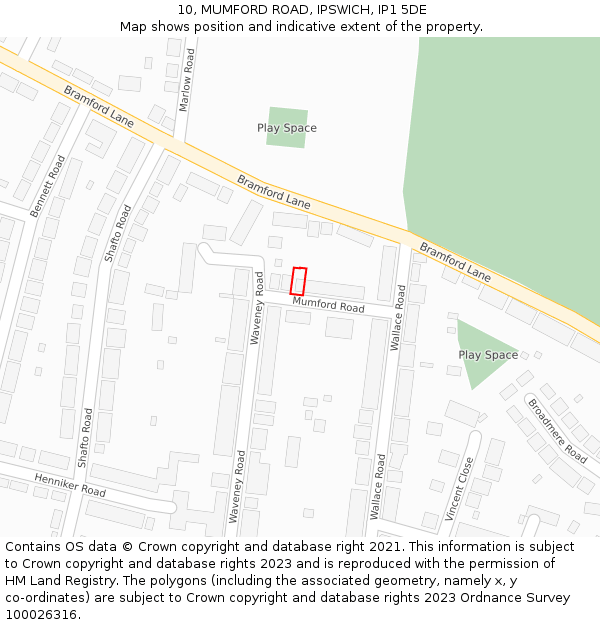 10, MUMFORD ROAD, IPSWICH, IP1 5DE: Location map and indicative extent of plot
