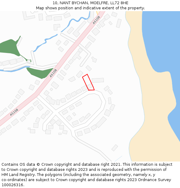 10, NANT BYCHAN, MOELFRE, LL72 8HE: Location map and indicative extent of plot