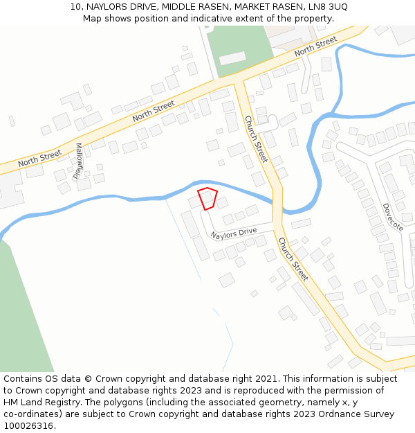 10, NAYLORS DRIVE, MIDDLE RASEN, MARKET RASEN, LN8 3UQ: Location map and indicative extent of plot