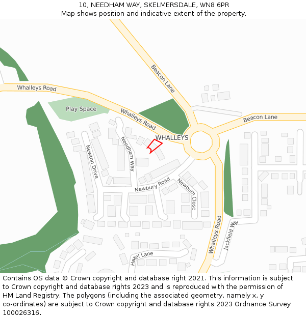 10, NEEDHAM WAY, SKELMERSDALE, WN8 6PR: Location map and indicative extent of plot