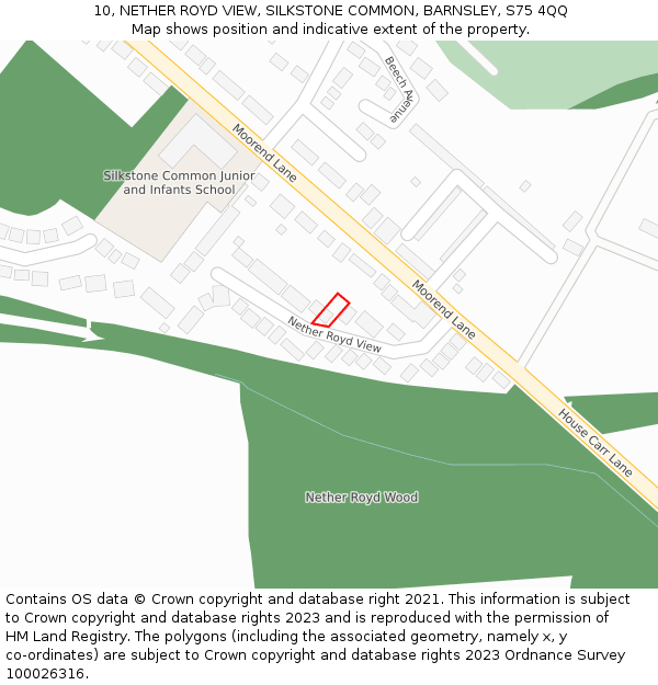 10, NETHER ROYD VIEW, SILKSTONE COMMON, BARNSLEY, S75 4QQ: Location map and indicative extent of plot