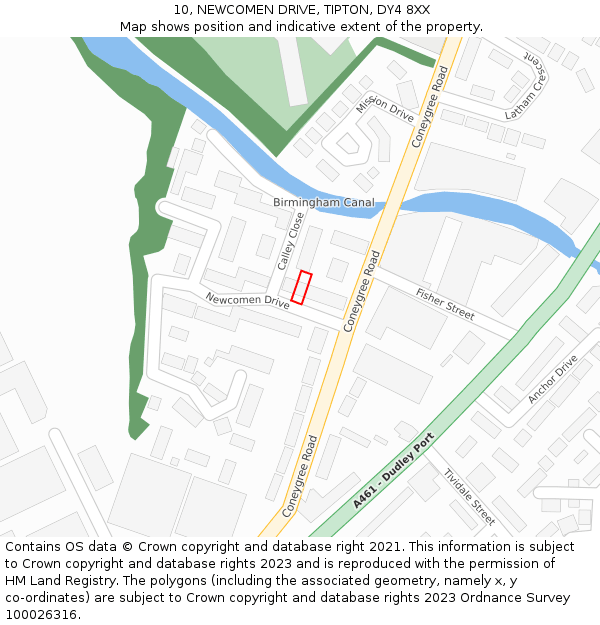 10, NEWCOMEN DRIVE, TIPTON, DY4 8XX: Location map and indicative extent of plot