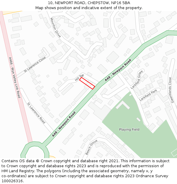 10, NEWPORT ROAD, CHEPSTOW, NP16 5BA: Location map and indicative extent of plot