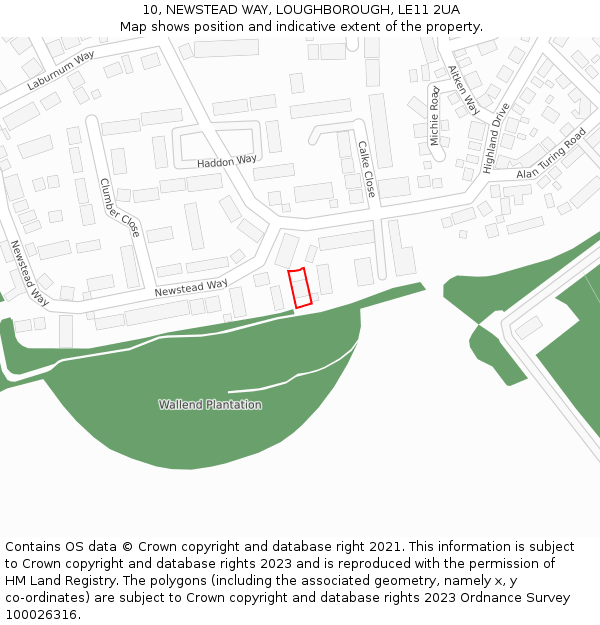 10, NEWSTEAD WAY, LOUGHBOROUGH, LE11 2UA: Location map and indicative extent of plot