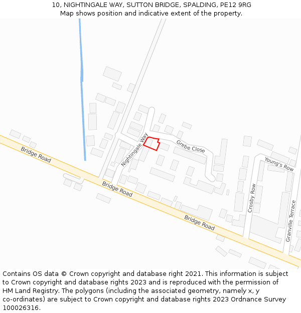 10, NIGHTINGALE WAY, SUTTON BRIDGE, SPALDING, PE12 9RG: Location map and indicative extent of plot