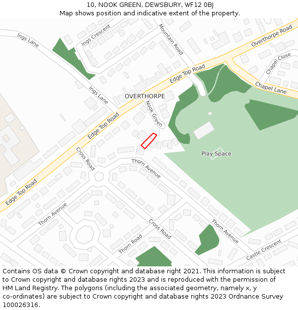 10, NOOK GREEN, DEWSBURY, WF12 0BJ: Location map and indicative extent of plot