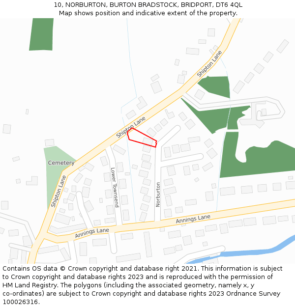 10, NORBURTON, BURTON BRADSTOCK, BRIDPORT, DT6 4QL: Location map and indicative extent of plot