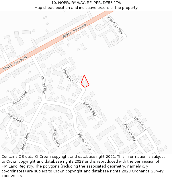 10, NORBURY WAY, BELPER, DE56 1TW: Location map and indicative extent of plot