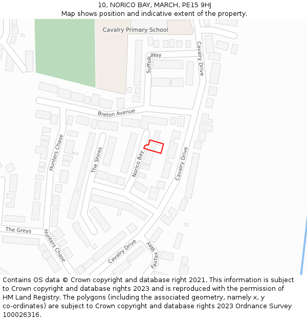 10, NORICO BAY, MARCH, PE15 9HJ: Location map and indicative extent of plot